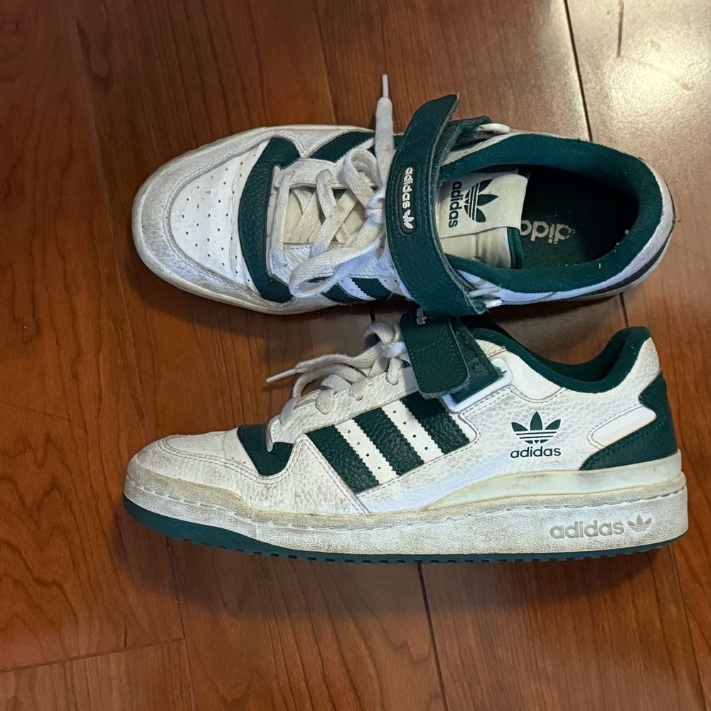Adidas Low Forum White and Dark Green Sneakers